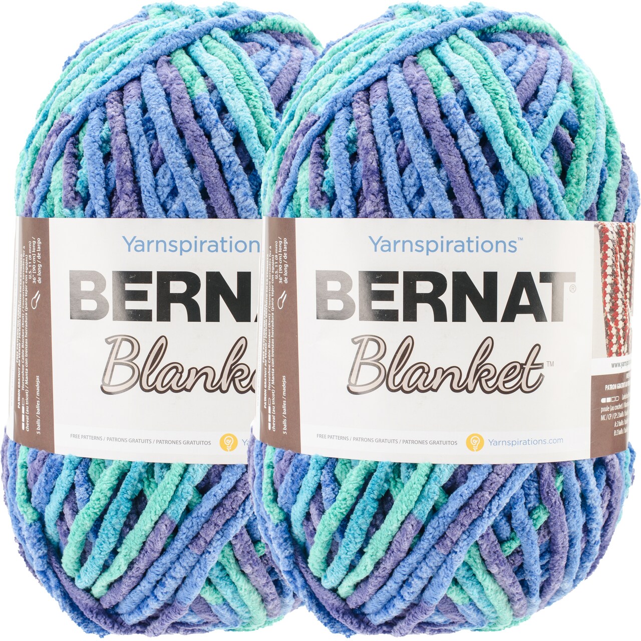 Bernat Blanket Ocean Shades Yarn 2 Pack of 300g/10.5oz Polyester 6 Super Bulky - 220 Yards Knitting/Crochet